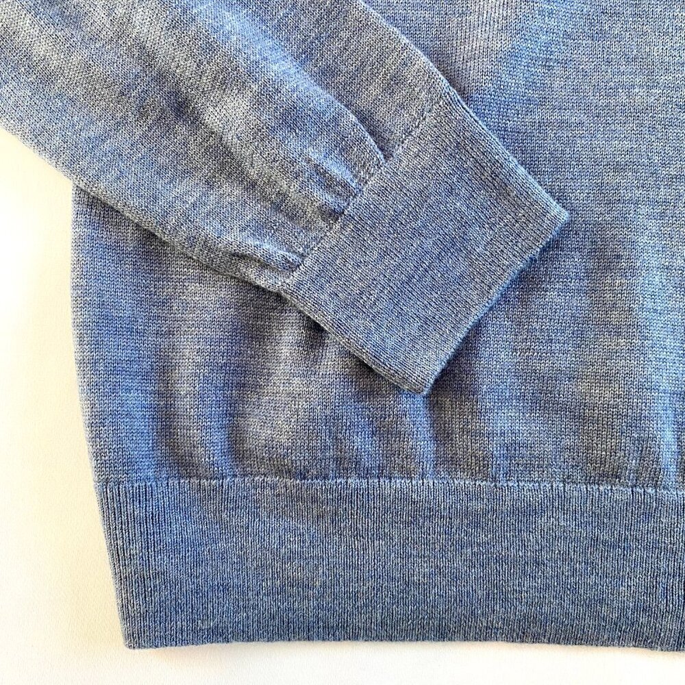 Banana Republic blue 100% merino wool 1/4 zip sweater Men's XL quiet luxury - Picture 4 of 7